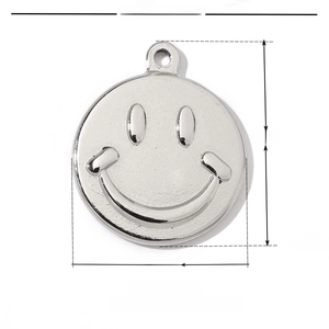Technical drawing of a 24mm x 20mm stainless steel smiley face pendant for jewelry making