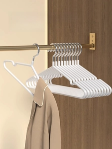 Detail of white non-slip hangers with nano-dipped coating and heavy-duty metal hooks