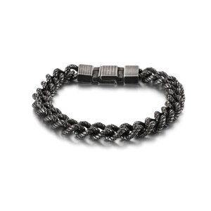Bracelet vintage en acier inoxydable pour homme avec double chaîne et finition vieillie