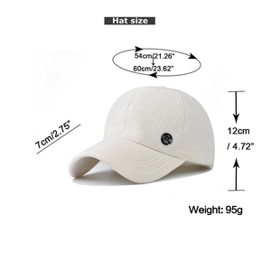 White waffle knit baseball cap size guide with 54-60cm circumference and measurements