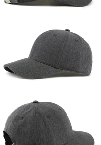 Detailed views of grey outdoor baseball cap showing premium fabric and 6-panel stitching