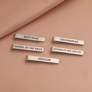 304 Stainless Steel Engraved Tie Clip For Men Wedding Groom Best Man Groomsman Lettering Formal Shirt Jewelry Accessory