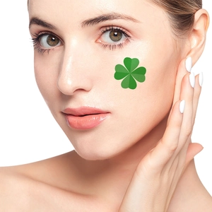 Waterproof green shamrock face tattoos for St. Patrick's Day celebration and makeup