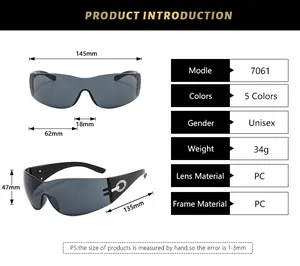 Size specifications for retro cycling sunglasses with 145mm width and PC material