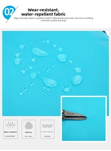 Close-up of waterproof, scratch-resistant blue ripstop fabric for outdoor backpack