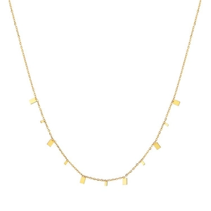 Minimalist 18k gold plated titanium steel necklace with nine dangling rectangular charms