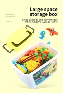 DIY dinosaur building kit with electric screwdriver and portable storage case for kids