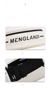 Detail view of adjustable elastic strap and MENGLANDI logo on the sun visor hat