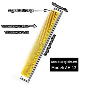 Yellow hair salon styling comb with 22cm measurement scale and sectioning tooth design