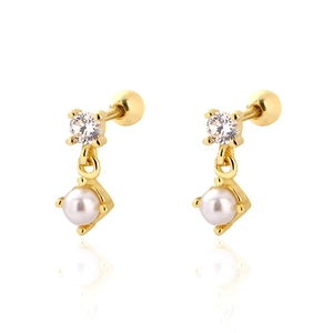 925 Sterling Silver Artificial Pearl Zircon Stud Earrings Dainty Minimalist Screw Back Ball Ear Bone Studs Luxury Jewelry For Women
