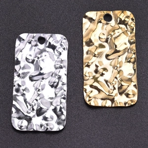 Textured rectangular water ripple pendants in gold and silver 304 stainless steel