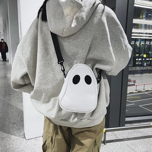 Women Funny Ghost Shaped Crossbody Bag Creative PU Leather Cartoon Phantom Shoulder Bag For Halloween Party Daily Streetwear Small Purse
