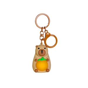 Cute Capybara keychain plush charm with orange, brown soft silicone animal bag accessory
