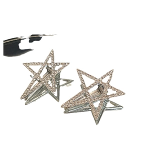 Y2K Haarspange Stern mit Strasssteinen auf Silbermetall für Damen Modeaccessoires