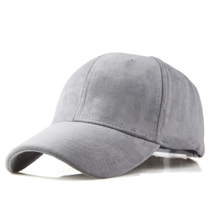 Classic gray faux suede baseball cap for men and women with adjustable curved brim