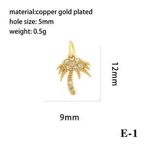 Detailed view of 12mm micro-pave gold plated coconut tree pendant with zircon inlay