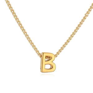 Polished gold plated necklace featuring a minimalist 3D bubble style capital letter B pendant