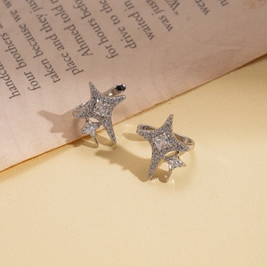 Sparkling silver North Star stud earrings with cubic zirconia on a vintage background