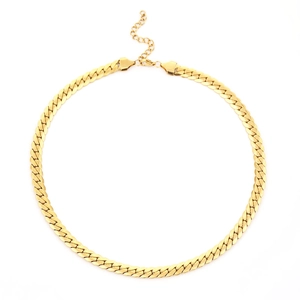 Close-up of golden Cuban link necklace with adjustable extender chain and lobster clasp