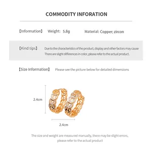 Detailed dimensions of 18K gold plated earrings featuring size measurements and weight