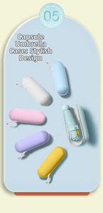 Mini capsule umbrellas in pastel colors with UPF 50+ sun protection cases