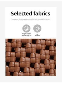 Detail of hand-woven dark brown leather with high wear resistance and soft texture