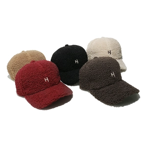 Casquettes de baseball en laine d'agneau d'hiver avec broderie H en cinq couleurs
