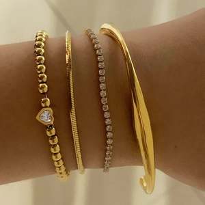 Bracciali Minimalisti In Acciaio Inossidabile Da Donna Con Ciondolo A Cuore In Zircone Catena Tennis E Design A Lisca Di Pesce Gioielli