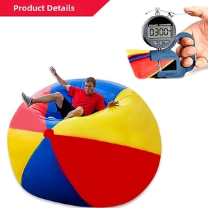Detailed macro view showing 0.3mm thickness of the colorful inflatable beach ball PVC