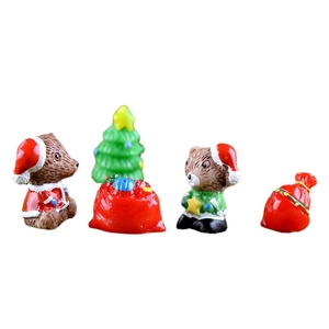 Miniatur Harz Weihnachtsbaer und Baum Figuren fuer Moos Mikro Landschaft Deko