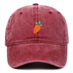 Casquette de baseball en coton bordeaux avec broderie carotte pour les loisirs et le soleil