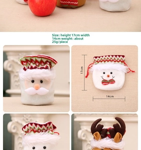 Christmas gift drawstring bags with Santa, Snowman and Reindeer patterns 17x14cm