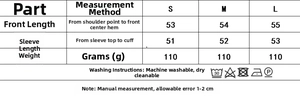 Size chart for plaid cape and midi skirt set with measurements and care icons