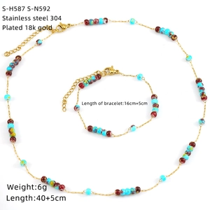 Detailed specs for 18k gold plated stainless steel amethyst and pearl jewelry set