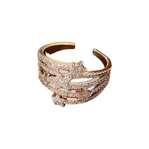 Chic multi-layered gold star open ring with zircon inlay and minimalist tiered design