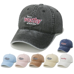 Vintage Washed Cotton Baseball Cap Letter Embroidery Sun Hat Retro Distressed Adjustable Soft Top For Men Women