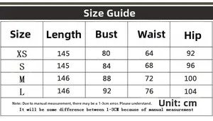 Size guide table for white lace sling dress with measurements in centimeters