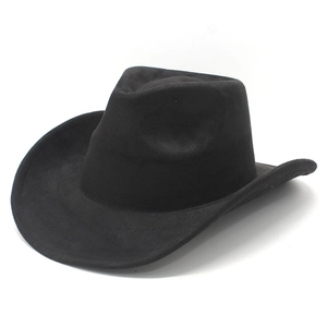 Classic black faux suede western cowboy hat with wide brim for outdoor style