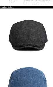 Größentabelle für Vintage-Jeansmützen mit dunkelgrauen und blauen Farboptionen