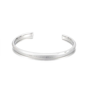 Minimalist Stainless Steel Cuff Bracelet With One Life One Love Engraved Inspirational Quote Open Bangle For Women