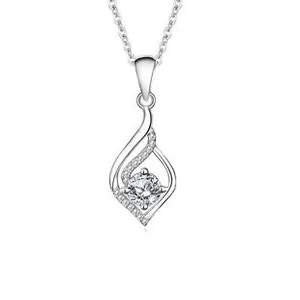 Detailed view of S925 sterling silver gourd pendant with brilliant moissanite stone