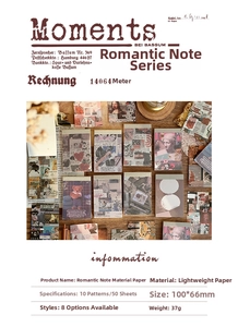 Detail of vintage Romantic Notebook material paper with classical art and sculpture motifs