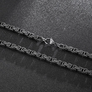 Men Byzantine Chain Necklace Stainless Steel Vintage Hip Hop Geometric Link Black Emperor Jewelry