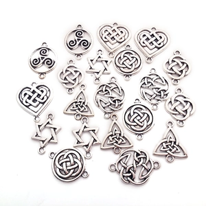 Collection of silver Celtic knot and hexagram alloy pendants for DIY jewelry making