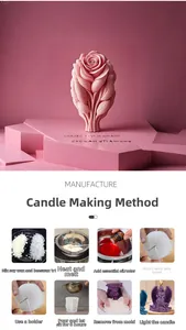 Dettaglio macro dello stampo in silicone fai-da-te per candele profumate a rosa