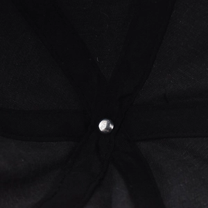 Detail of internal black cotton cap crown with silver rivet and reinforced seams