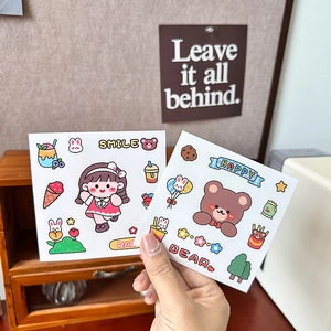 Cute Cartoon Stickers Transparent PVC Waterproof Decals For Water Bottle Journal DIY Scrapbooking Accessories