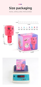Detailed size and weight view of the pink diamond jewel machine hair accessory tool