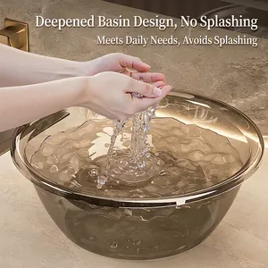 Translucent dark grey washbasin with deep basin design for home bathroom use
