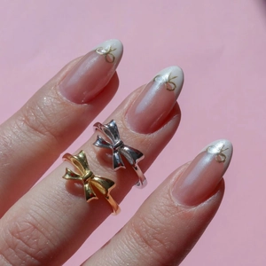Painted Bowknot Open Ring For Women 18K Gold Plated Copper Chic Bow Finger Ring Minimalist Boutique Jewelry Daily Wear Gift